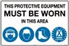 900x600mm  Metal  This Protective Equipment Must be Worn in This Area with 101 105 112 114
