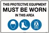 900x600mm  Metal  This Protective Equipment Must be Worn in This Area with 105 112 114