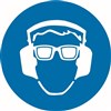 200mm Disc  Self Adhesive  Hearing and Eye Protection Pictogram