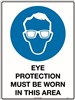 600x450mm  Poly  Eye Protection Must be Worn in This Area