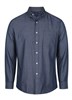 Gloweave Mens Wellington Denim Dobby Long Sleeve Shirt 100 Cotton Navy