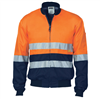 DNC Hi Vis Cotton Drill Bomber Jacket RT1 Reflective Tape 2 Tone