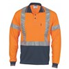 DNC Polo Shirt Long Sleeve Polyester Micromesh with X Pattern Reflective Tape 2 Tone