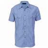 DNC Mens Twin Flap Pocket Blue Cotton Chambray Shirt Short Sleeve