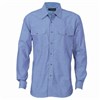 DNC Mens Twin Flap Pocket Blue Cotton Chambray Shirt Long Sleeve