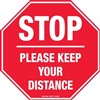 300mm Octagon  Self Adhesive AntiSlip Floor Graphics  STOP  Please Keep Your Distance