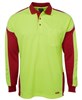 JBs Hi Vis Arm Panel Polo Shirt Long Sleeve 100 Polyester 2 Tone