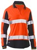 Bisley Ladies Polo Shirt VNeck Long Sleeve 100 Polyester Mesh with Perforated Reflective Tape