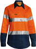 Bisley Ladies Cotton Drill Shirt with 2 Ring Pattern Reflective Tape