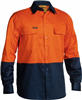 Bisley Long Sleeve Hi Vis 2 Tone Cotton Drill Shirt