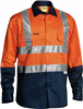 Bisley Cotton Drill Shirt Long Sleeve with Reflective Tape