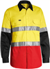 Bisley Cool Lightweight Shirt Long Sleeve 2 Hoop Reflective Tape