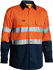 Bisley Cotton Drill Shirt Lightweight Long Sleeve with Gussetts 2 Ring Pattern Reflective Tape