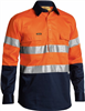 Bisley Cotton Drill Shirt Closed Front with 2 Ring Pattern Reflective Tape