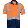 Polo Shirt Short Sleeve Polyester Micromesh with X Pattern Reflective Tape 2 Tone