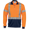 Polo Shirt Long Sleeve Polyester Micromesh with X Pattern Reflective Tape 2 Tone