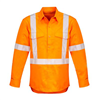 Cotton Drill Shirt Long Sleeve Closed front Gusset Sleeve Rail X Reflective Tape Orange