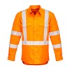 Cotton Drill Shirt Long Sleeve Rail X Reflective Tape Orange