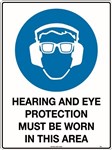 450x300mm  Poly  Hearing and Eye Protection Must be Worn in This Area