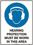 600x450mm  Metal Class 2 Reflective  Hearing Protection Must Be Worn In This Area