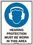 90x55mm  Self Adhesive  Sheet of 10  Hearing Protection Must be Worn