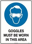 600x450mm  Metal  Goggles Must be Worn in This Area