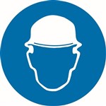 50mm Disc  Self Adhesive  Sheet of 12  Hard Hat Pictogram