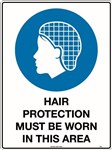 450x300mm  Metal  Hair Protection Must be Worn in This Area