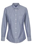 Gloweave Ladies Spot Hardware Spot Dobby Chambray Long Sleeve Shirt 100 Cotton Slate