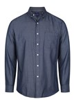 Gloweave Mens Wellington Denim Dobby Long Sleeve Shirt 100 Cotton Navy