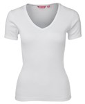 JBs Ladies V Neck Rib Tee 100 Cotton