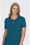 City Collection Ladies Keyhole Short Sleeve Knit Top