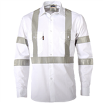 DNC RTA Night Worker Cotton Drill Shirt CSR Reflective Tape White