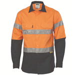DNC Cotton Drill Shirt Long Sleeve 2 Hoop Reflective Tape 2 Tone