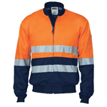 DNC Hi Vis Cotton Drill Bomber Jacket RT1 Reflective Tape 2 Tone