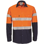 DNC Cotton Drill Shirt Cool Breeze with Reflective Tape Long Sleeve with Gussets