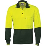 DNC Polo Shirt Long Sleeve Polyester Cotton Back 2 Tone