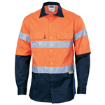 DNC Cotton Drill Shirt Long Sleeve RT1 Reflective Tape 2 Tone