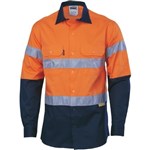 DNC Lightweight Cotton Drill CoolBreeze Shirt Long Sleeve RT1 Reflective Tape 2 Tone