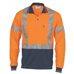 DNC Polo Shirt Long Sleeve Polyester Micromesh with X Pattern Reflective Tape 2 Tone