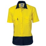 DNC Ladies Lightweight CoolBreeze Cotton Drill Shirt Short Sleeve 2 Tone