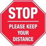 300mm Octagon  Self Adhesive AntiSlip Floor Graphics  STOP  Please Keep Your Distance