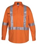 JBs Hi Vis Shirt Cotton Drill Long Sleeve Cross Back Orange