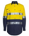 JBs Hi Vis Shirt Cotton Drill Long Sleeve RT1 Reflective Tape