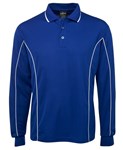 Podium Mens Piping Polo Shirt 100 Polyester Pique Knit Long Sleeve