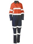 Bisley Ladies Hi Vis Cotton Drill Coverall with Reflective Tape