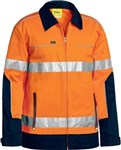 Bisley Hi Vis Cotton Drill Jacket Water Repellent with Reflective Tape