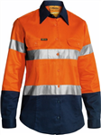 Bisley Ladies Cotton Drill Shirt with 2 Ring Pattern Reflective Tape