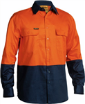 Bisley Long Sleeve Hi Vis 2 Tone Cotton Drill Shirt