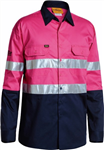 Bisley Cotton Drill Shirt Lightweight Long Sleeve with Gussetts 2 Ring Pattern Reflective Tape